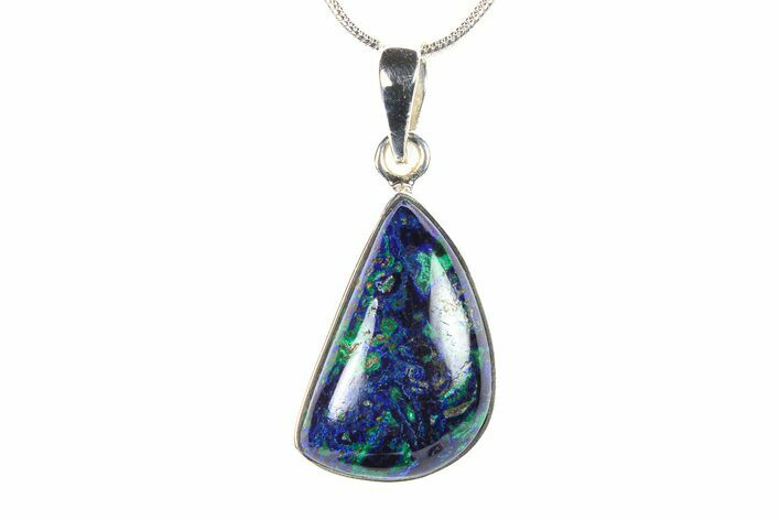 Watercolor Malachite and Azurite Pendant - Sterling Silver #278602